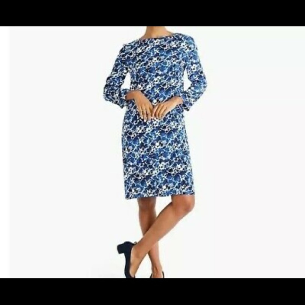 J. Crew Mercantile Blue Long Sleeve Shift Dress